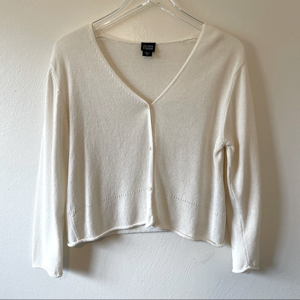 Eileen Fisher Ivory Cardigan M